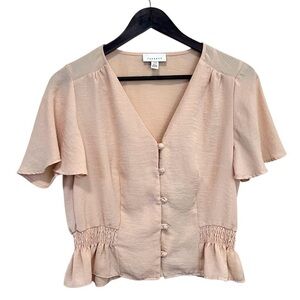 Topshop Peplum Flutter Sleeve Blouse
